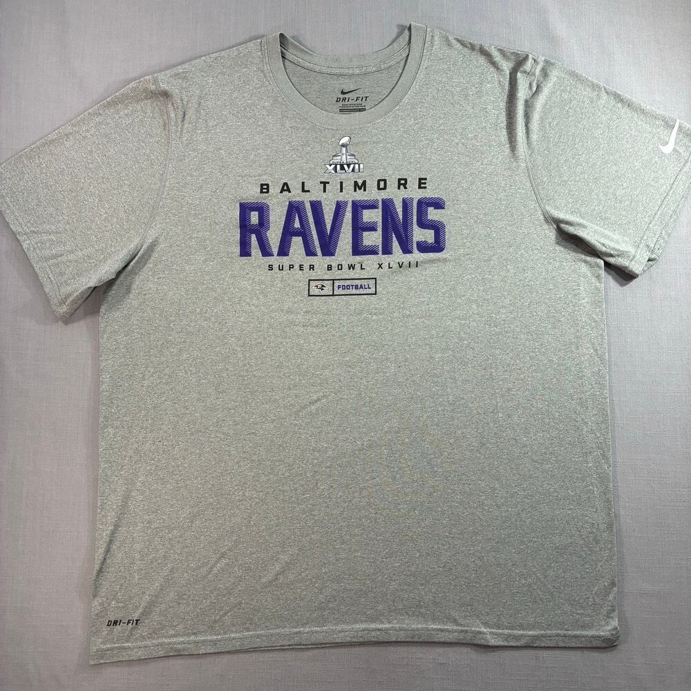 Nike Dri-FIT Baltimore Ravens Super Bowl XLVII T-Shirt Men's XL Gray Football